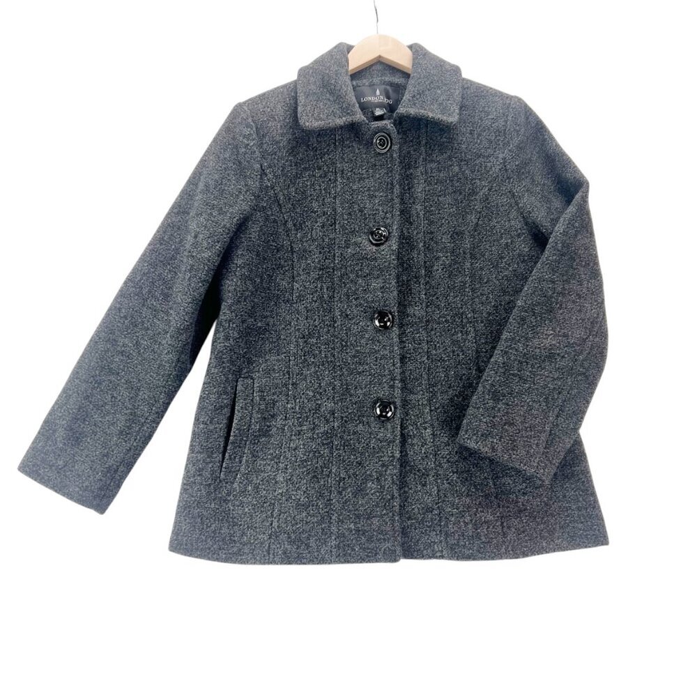 London Fog Grey Wool Blend Size PL
